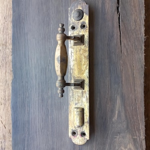 Vintage Brass Door Handle - Rustic Barn Door Pull - 14&quot; Long