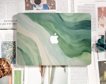 Green ripples,Case for New MacBook Pro 14 Pro A2442 Pro 16 A2991,Matte Hard Case 2025 2024 2022 A3113 A2337 A2681 Leopard,Protective Cover