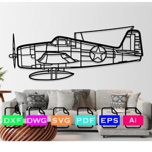 Grumman F6F 3 Hellcat Airplane Laser Cut Dxf Files, Vector Files, Laser cutting Files, DXF Dwg Ai SVG Pdf EPS Files, Digital Files