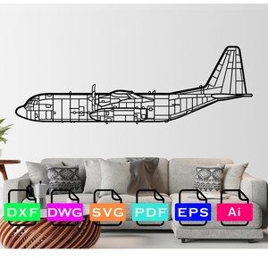 Lockheed C 130 Hercules avion découpé au laser fichiers Dxf, fichiers vectoriels, fichiers de découpe laser, fichiers DXF Dwg Ai SVG Pdf EPS, fichiers numériques