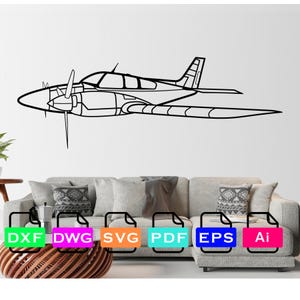 Beechcraft Baron 55 Airplane Laser Cut Dxf Files, Vector Files, Laser cutting Files, DXF Dwg Ai SVG Pdf EPS Files, Digital Files