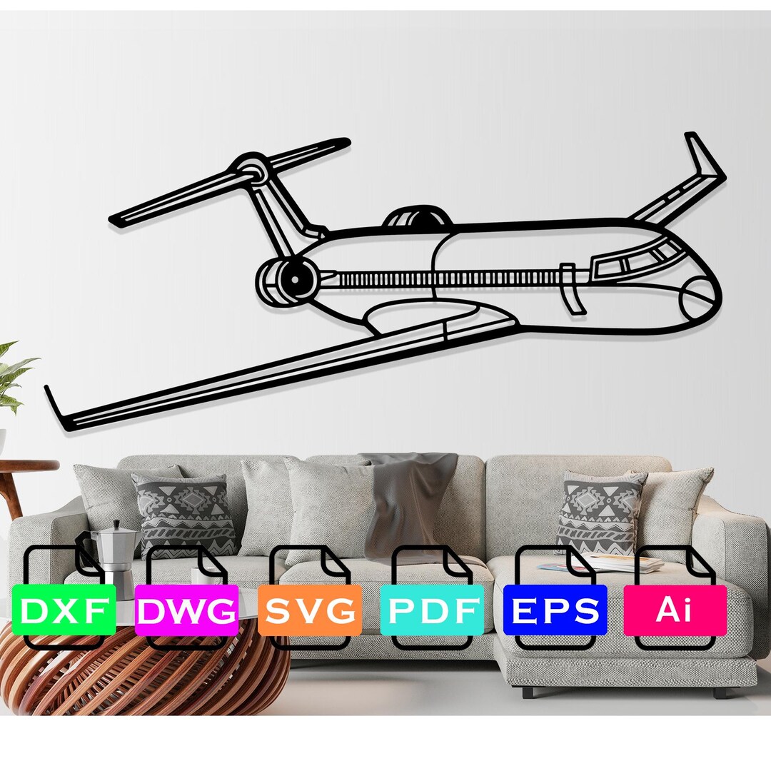 Bombardier CRJ700 Airplane Laser Cut Dxf Files, Vector Files, Laser ...