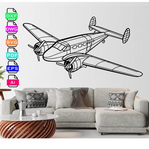 Beechcraft Model 18 Airplane Laser Cut Dxf Files, Vector Files, Laser cutting Files, DXF Dwg Ai SVG Pdf EPS Files, Digital Files