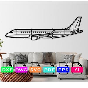 Embraer E175 Samolot Cięcie laserowe Pliki Dxf, Pliki wektorowe, Pliki cięcia laserowego, Pliki DXF Dwg Ai SVG Pdf EPS, Pliki cyfrowe