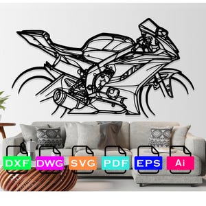 Yamaha R6 Motorcycle Laser Cut Dxf Files, Vector Files, Laser cutting Files, DXF Dwg Ai SVG Pdf EPS Files, Digital Files