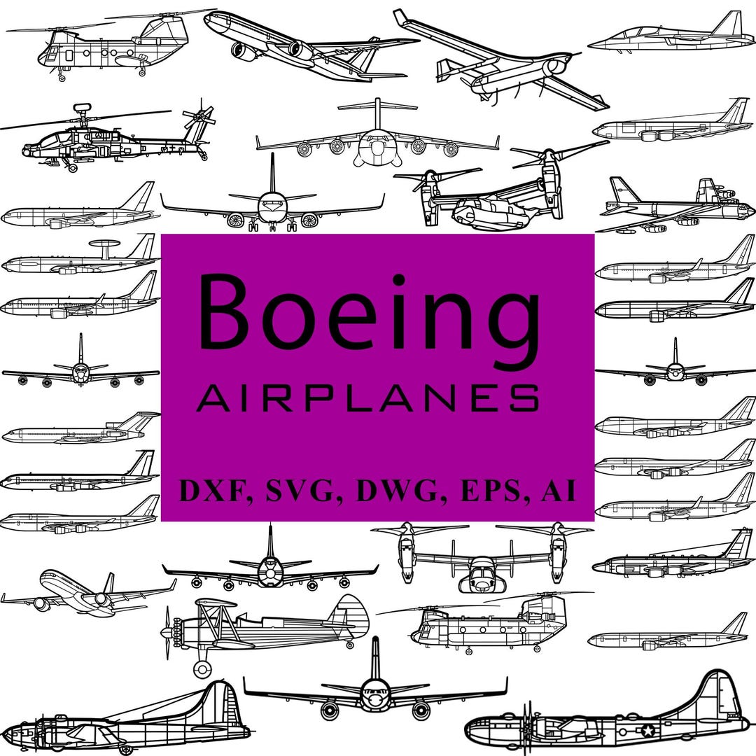 Plane Dxf File Boeing Airplane Bundle Laser Cut Dxf Files, Vector Files, Laser Cutting ...