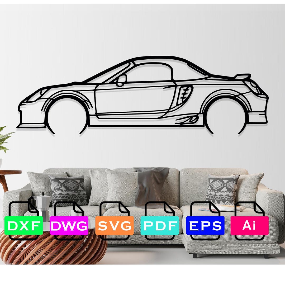 MR2 Car Laser Cut Dxf Files, Metal Car Wall Art Dxf, Vector Files ...