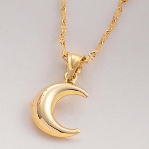 14k Solid Gold Crescent Necklace, Crescent Pendant, Gold Crescent Charm, Crescent Moon, Minimalist Necklace, Valentines Day Gift For Her