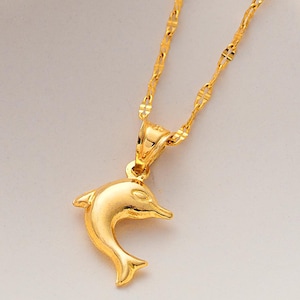 14K Gold Dolphin Necklace: Handmade Sea Lover Gift
