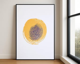 Minimalist Abstract Circle Print, Multicolour Modern Wall Art, Mid Century Style