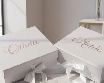 Custom Magnetic Gift Box Personalized Name | Wedding Favor Box Bridesmaid Proposal | Luxury Gift Packaging Vinyl Lettering | Party Favor