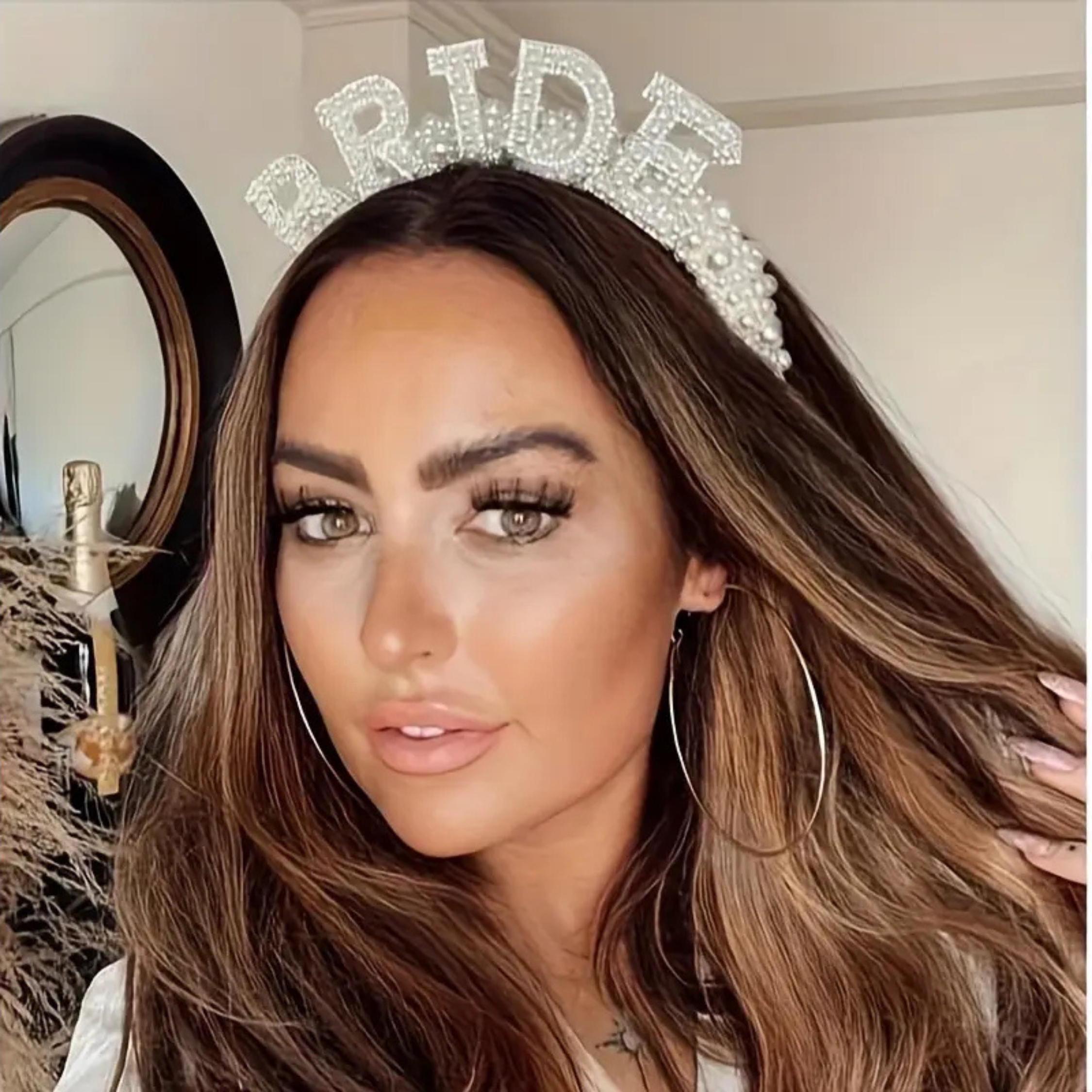 Wifey for lifey beaded pearl engagement ring wedding bride headband bachelorette A special gift for the bride-to-be as she celebrates her  main image 2