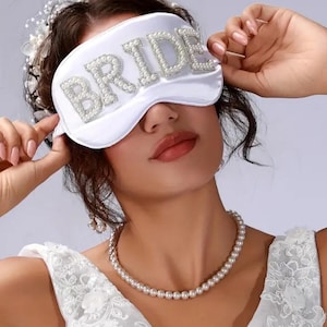 Luxury Rhinestone Sleep Mask | BRIDE MRS | Satin Eye Mask | Bachelorette Party | Bridal Shower Gift | Wedding Night | Honeymoon Accessory