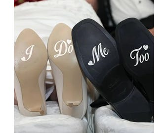Calcomanías para zapatos de boda "I Do Me Too", pegatinas para novios, juego de calcomanías de vinilo para suelas de zapatos, accesorios para fotos de boda, accesorios de boda en blanco y negro