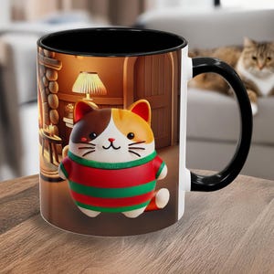 Cozy Sweater Cat Mug | Cute Calico Cat Coffee Cup | Warm Winter Cat Lover Gift | ThaeresDesign EUROPE-UK