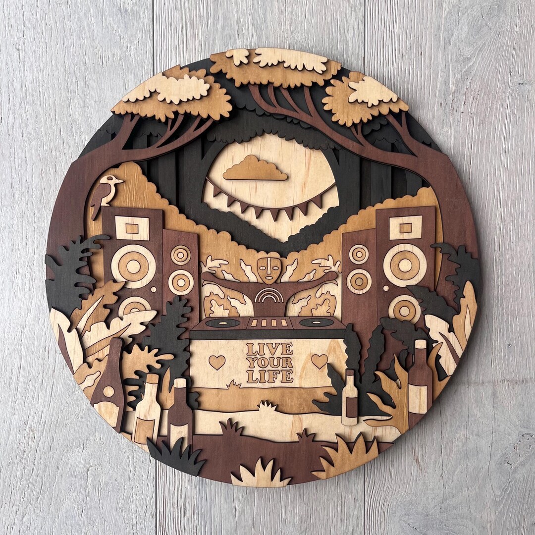 Bush Doof Jungle Rave - Multi Layered Laser Cut Home Decor - Wall Art ...