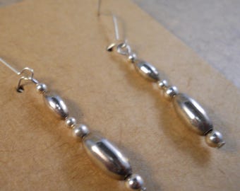 Sterling Silver Bead Earrings Dangle Kidney Wire 2