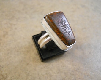 Sterling Silver Petrified Dinosaur Bone Ring size 10 1/2