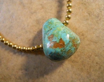 Gold-Filled Bead Necklace 19"with Cripple Creek Turquoise