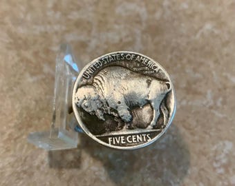 Buffalo Nickel Sterling Silver Band Ring Size 10