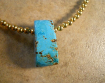 Beautiful Gold-Filled Bead Necklace 19"with Cripple Creek Turquoise