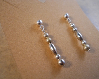 Sterling Silver Bead Earrings Dangle Stud 4