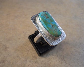 Sterling Silver Cripple Creek Turquoise Ring Size 11
