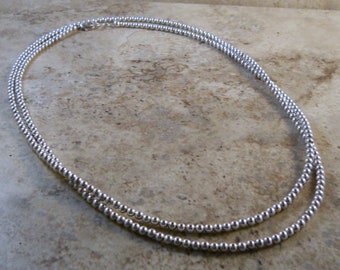 Vintage New Old Stock Sterling Silver 3MM Bead 38" Necklace