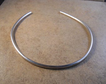 Large Sterling Silver Round Plain Chocker Necklace 17 1/2"