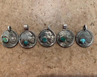 Buffalo Nickel Cripple Creek Turquoise Pendant Part 2