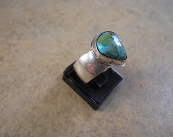 Heart Sterling Silver Cripple Creek Turquoise Ring Size 10