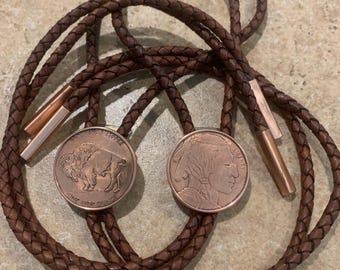 Fine Cooper Buffalo Nickel Replica Bolo Tie