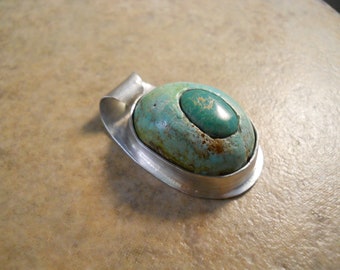 Cripple Creek Turquoise with Cabochon Sterling Pendant