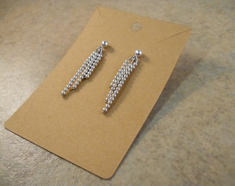 Sterling Silver Bead Earrings Dangle Stud 2