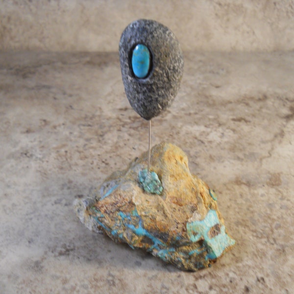 Small Natural Cripple Creek Turquoise Tabletop Sculpture