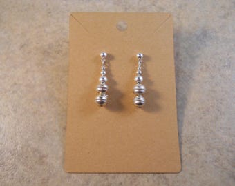 Sterling Silver Bead Earrings Dangle Stud 1