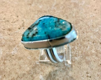 Sterling Silver Kingman Turquoise Ring size 11
