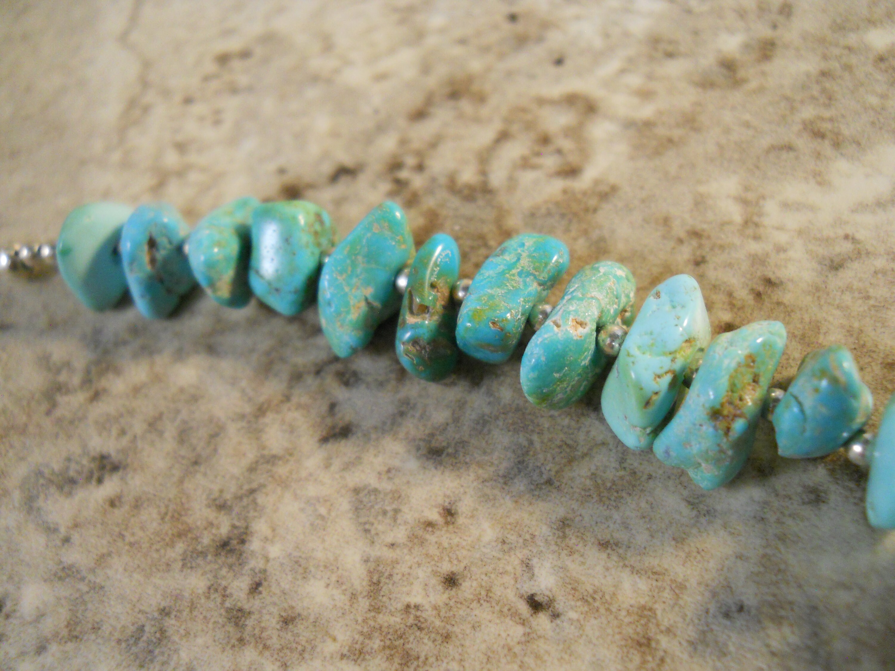 Cripple Creek Turquoise with Old Sterling Silver Bench Beads Etsy