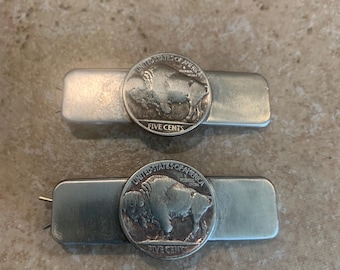 Buffalo Nickel Stainless Steel Barrette set of two