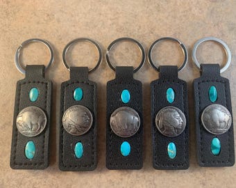 Cripple Creek Turquoise Cabochon Keychain with Buffalo Nickel Part 2