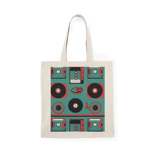 Retro Music Lover's Tote Bag, Vintage Style Shopping Bag, Reusable Grocery Tote, Eco-Friendly Gift, Band Merchandise