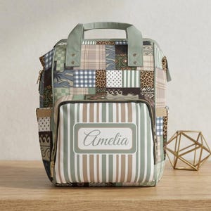 Patchwork Safari Luierrugzak | Gepersonaliseerde Naam | Rugzak voor Moeders | Reistas voor Baby's