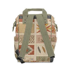 Boho Patchwork Pattern Diaper Backpack | Personalized Name Mommy Backpack | Baby Shower Gift | Travel Backpack for Mom image 6
