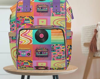 Retro Y2K Diaper Bag Backpack: Waterproof Travel Nappy Bag