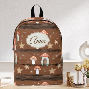 Sac à dos personnalisé champignon et étoile, sac à dos bohème, cartable tendance, cadeau unique pour adolescent, sac à dos personnalisé