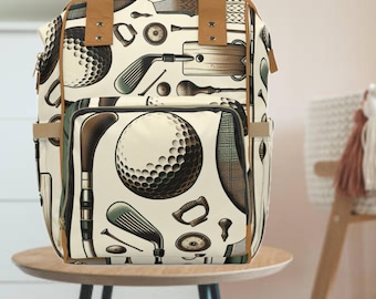 Vintage Golf Design Diaper Bag Backpack for Dad | Dad Baby Bag | Gift for new Dad