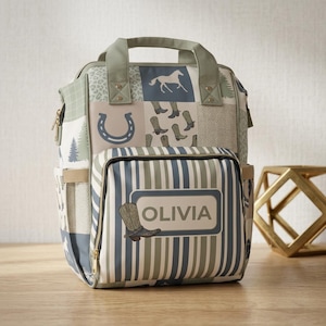Western patchwork paardenluierrugzak voor moeder | Gepersonaliseerde babytas | Western Mama | Cadeau voor plattelandsmoeder