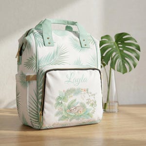 Nursery Sloth Name Print Diaper Backpack | Personalized Baby Bag