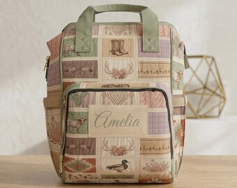 Southwest Patchwork Diaper Backpack | Personalized Name Backpack | Baby Girl Diaper Bag | Country Mama Mommy Backpack Country Girl Baby Bag