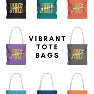 Good Vibes Tote Bag Eco-Friendly Canvas Bag Everyday Shopping Tote Gift for Friends Beach Bag Stylish Handbag Birthday Gift Inspirational